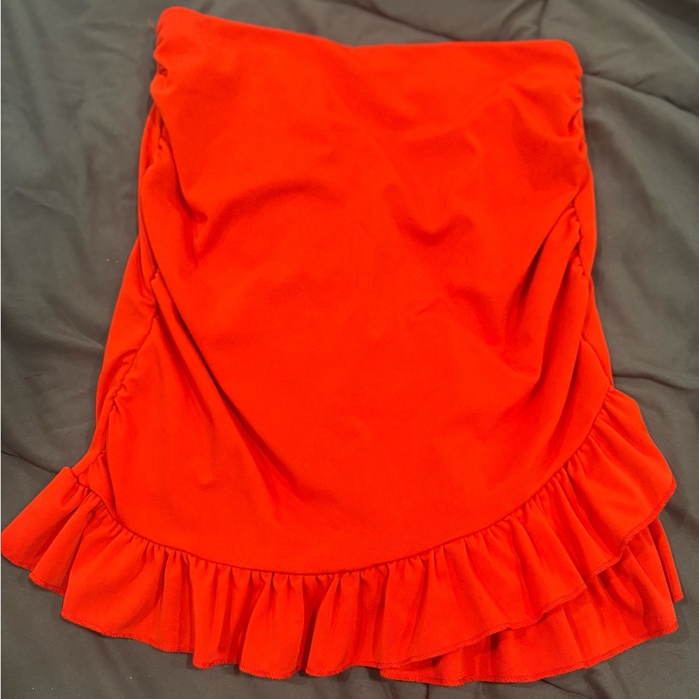 Vibrant red Ruffle Skirt